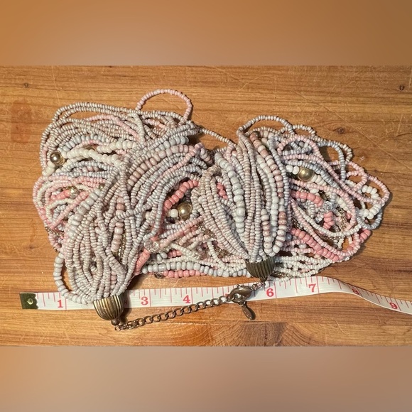 ALDO pink and crème multi strand beaded collar necklace​ - Picture 4 of 5